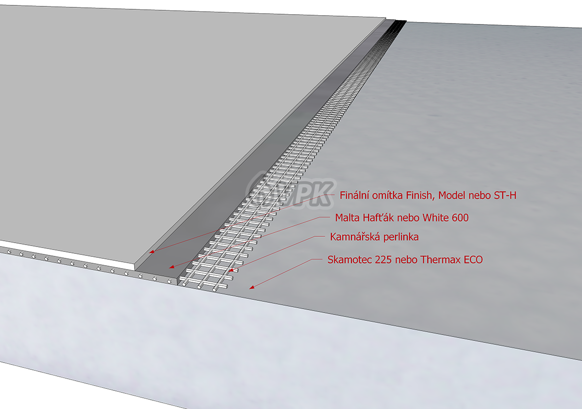 Základní a finální omítka - řez