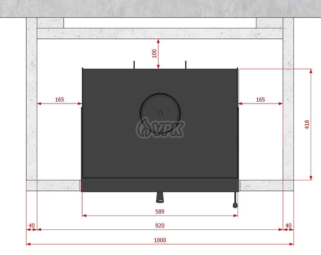 Odstupy krbové vložky od stěn krbové komory